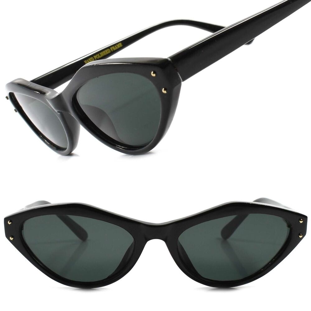 True Vintage Fashion Deadstock Rockabilly 80's Black Womens Cat Eye Sunglasses